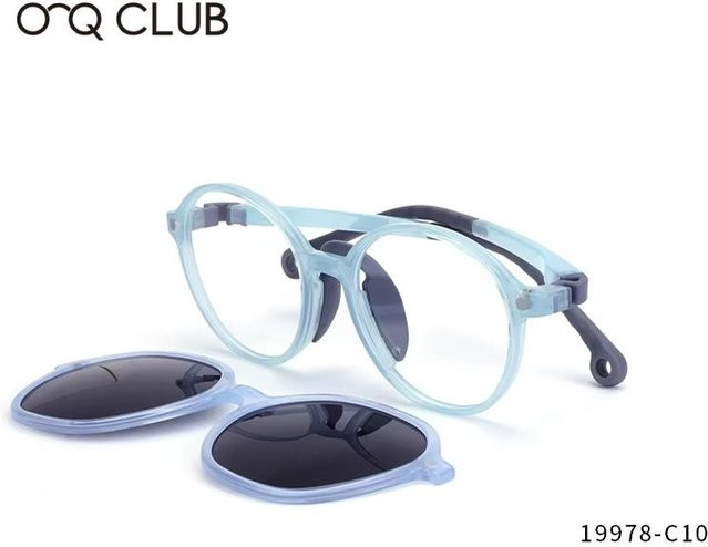 O-Q CLUB Fashion Glasses M Sonnenbrille, Vollrand, TR90, transparent, white, Unisex, rund - Bild 1