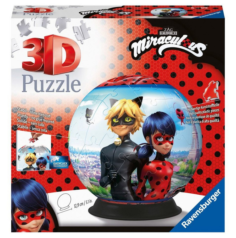 Ravensburger 3D Puzzle Ball Miraculous, 72 Teile - Bild 1