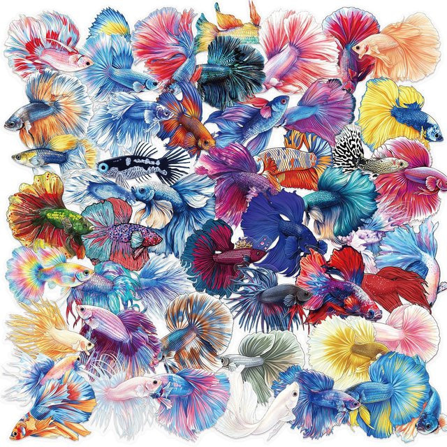 50 Stück Guppy Aufkleber in Multicolour für kreative Schreibwaren und Schulbedarf - Bild 1
