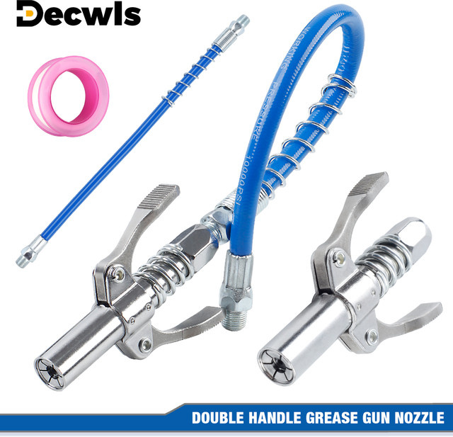 Doppelgriff-Hochdruck-Verriegelungsschmiernippel mit 1/8 NPT Gewinde, professioneller Fettkuppler als Reparaturwerkzeug und Zubehör für Fettpressen mit optionalem 30 cm Anschlussschlauch - Bild 1