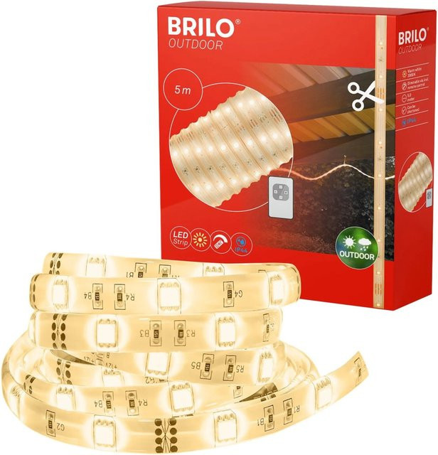 Brilo Outdoor-LED-Strip Schwarz, Warmweiß 3.000 K mit Farbwechsel, dimmbar, kürzbar und mit Fernbedienung, 5 m - Bild 1
