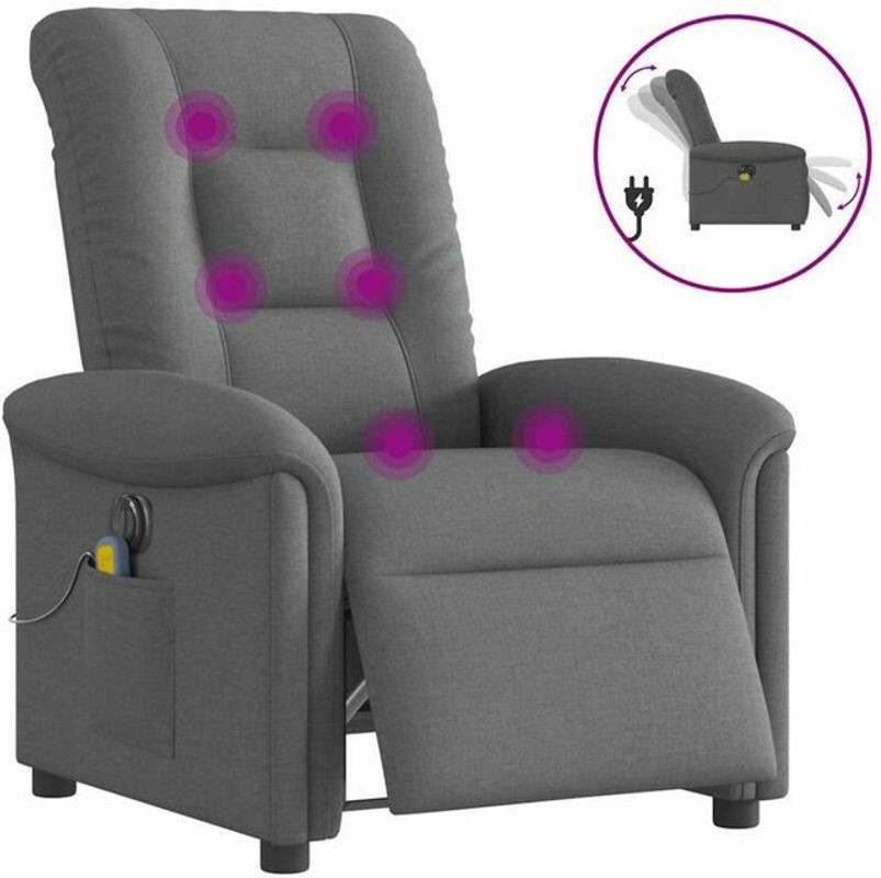 Elektrischer Massagesessel Relaxsessel von VIDAXL in Anthrazit und Grau aus Stoff - Bild 1