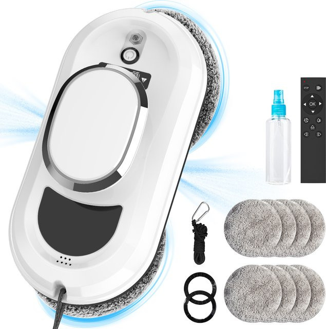 GECOFEER Intelligenter Fensterreinigungsroboter mit 5600Pa Saugkraft, UPS-Stromversorgung und Fernbedienung, Farbe: Weiß - Bild 1
