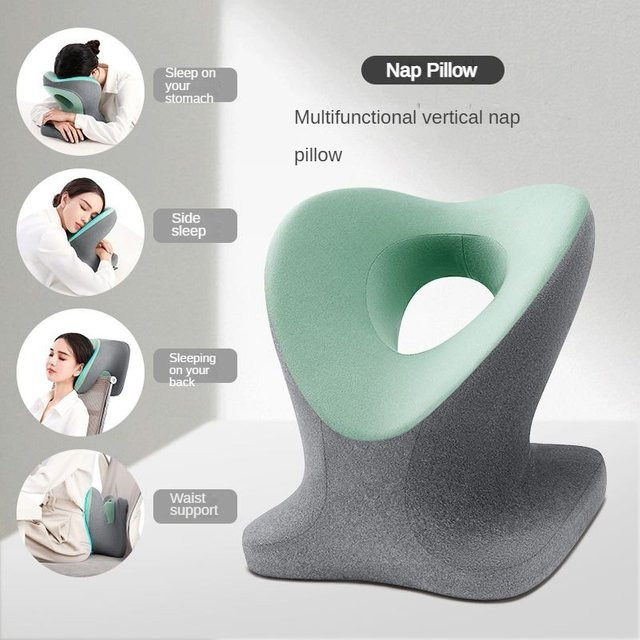 Orthopädisches Memory Foam Nackenkissen in Blau für Reisen und Büro - Bild 1