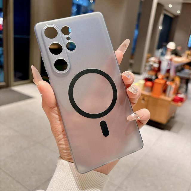 Minimalismus Ultra Dünn Matt Magnetische Schutzhülle für Samsung Galaxy S26 Ultra, S25, S24, S23 Plus und S24+ in Grau, Stoßfest und Magnetisch Ladbar - Bild 1