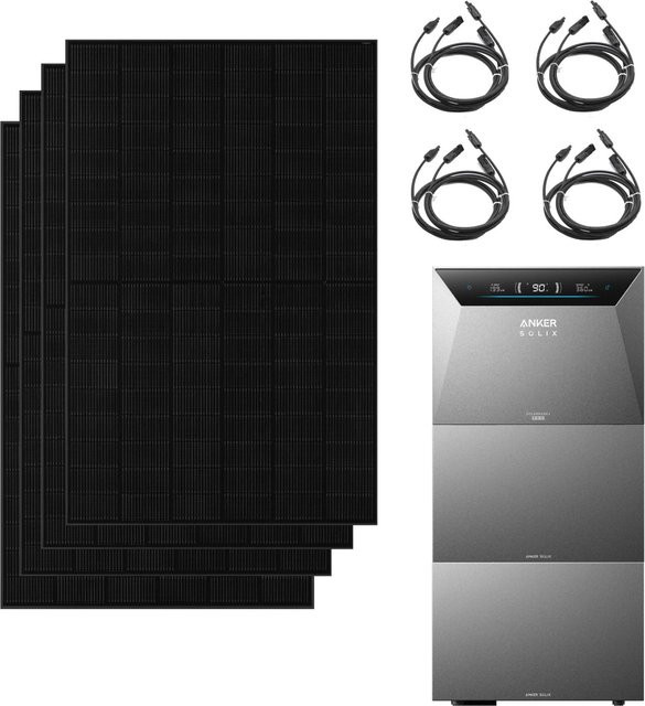 Anker SOLIX Solarbank 4 E5000 Pro in Schwarz mit 2000W bifazialen Solarmodulen und 2 BP5000 Erweiterungsakkus - Bild 1
