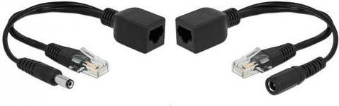 Delock 66023 Passives PoE Adapterset RJ-45 auf DC 5,5 x 2,1mm Barrel Plug in Schwarz für 10/100MBit/s Ethernet/LAN - Bild 1