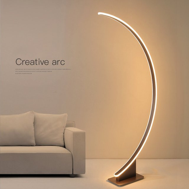 ZCTOP Minimalistische LED-Stehlampe in Weiß mit gebogenem Bogen aus Metall für Wohnzimmer und Schlafzimmer - Bild 1
