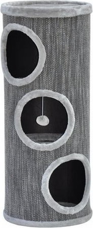Nanook Kratztonne Tower für Katzen in Grau mit Höhle und integriertem Spielzeug, H x B x T: 100 x 40 x 40 cm