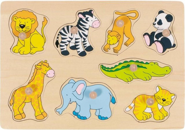 Gollnest & Kiesel Steckpuzzle Zootiere, Holz, Bunt / Mehrfarbig - Bild 1