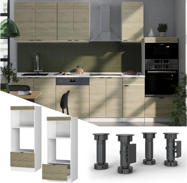 Vicco Mikrowellenschrank Fame-Line in Weiß und Eiche mit Schublade und Soft-Close-Scharnieren, Breite: 60 cm - Bild 1