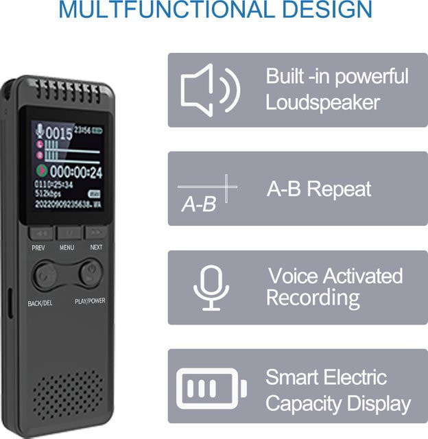 Vandlion V30C MP3-Musikplayer mit Farbdisplay und 1450mAh Akku in Schwarz - Bild 1