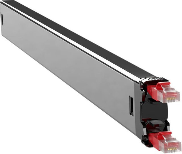 PATCHBOX PLUS+ Kupferkassette einziehbar für Ethernet/LAN Cat6a in Rot und Silber - Bild 1