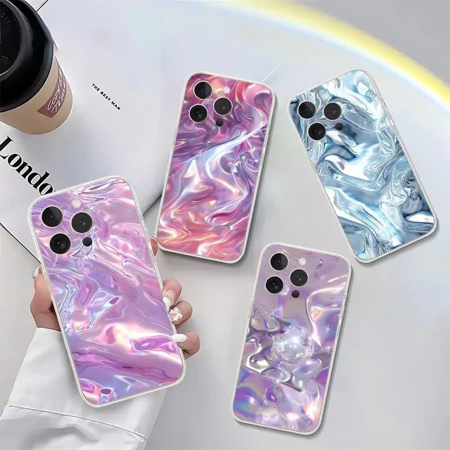 Mesuca Holografische Kunst-Handyhülle für iPhone 11 bis 17 Pro Max Plus, Transparent Multicolour - Bild 1