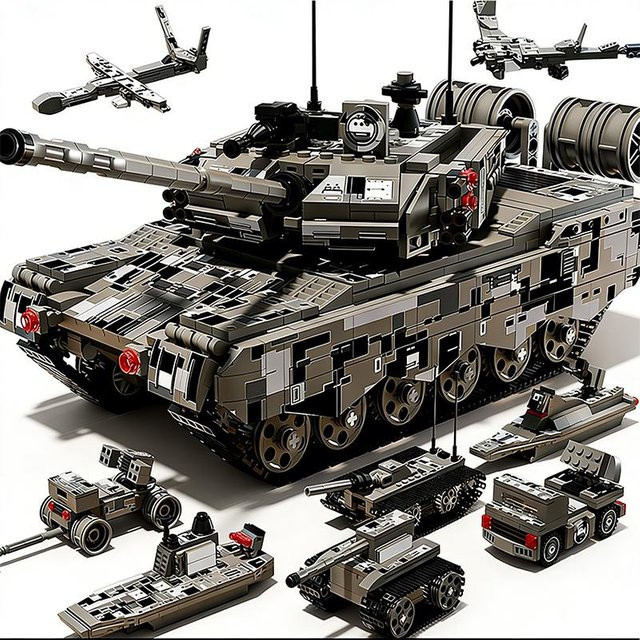 Militär Bausteine 8in1 Panzer gepanzertes Fahrzeug LKW, Bausatz, ab 6 Jahren - Bild 1