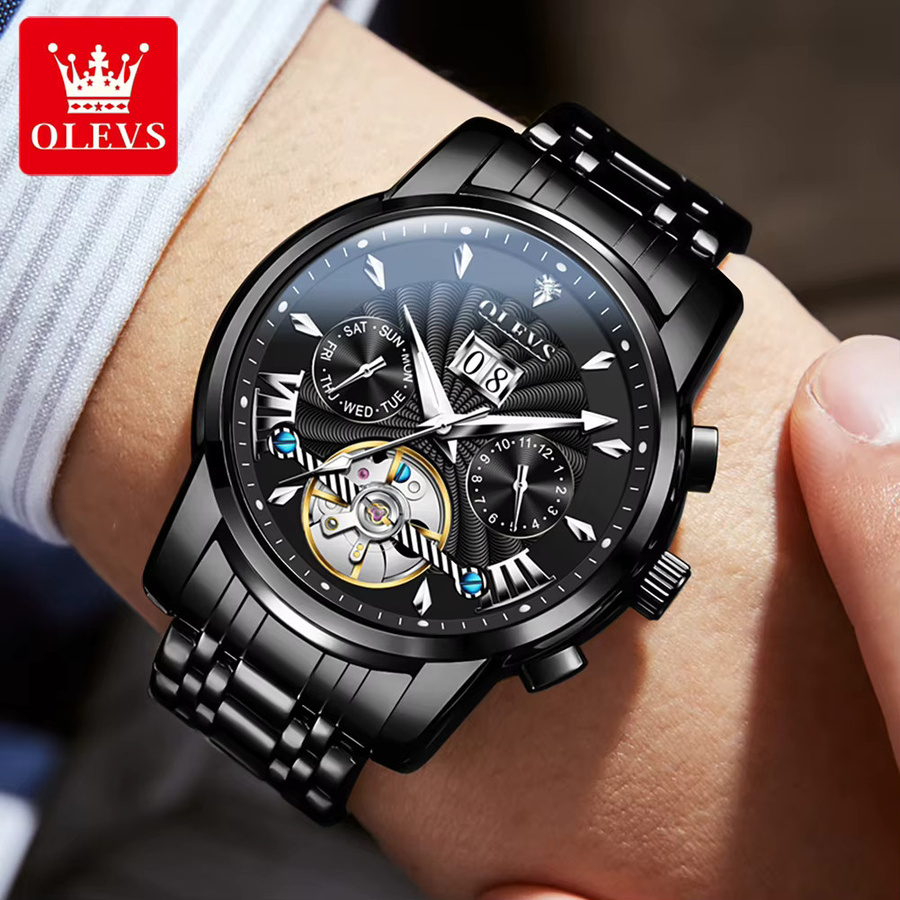 OLEVS Armbanduhr Automatik, Edelstahl, Gold, Herren - Bild 4