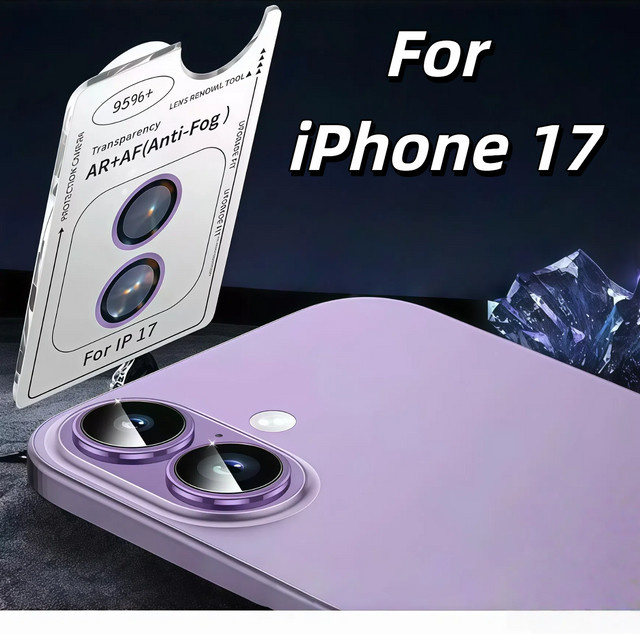 2 bis 3 Stück iPhone 17 Rückfahrkamera Schutzfolie aus gehärtetem Glas in Schwarz, Silber, Hellviolett, Blau und Grün - Bild 1