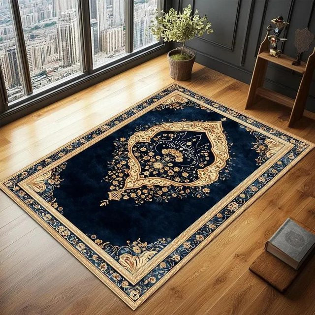 Karpetti Gebetsteppich in Blau, Orientalisches Design, Polyester, B/H: 40 x 60 cm - Bild 1