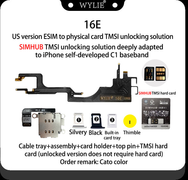 Wylie 16E US-Version eSIM zu physischer SIM-Karte TMSI-Lösung für iPhone 16e mit MEP Tools Kit zur Dual-SIM-Unterstützung - Bild 1