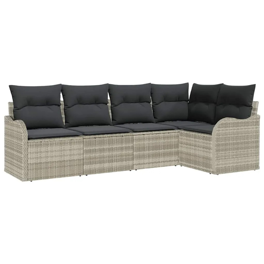 vidaXL Garten-Sofa-Set L-Form in Grau mit Kissen aus Poly-Rattan und Metallrahmen - Bild 2