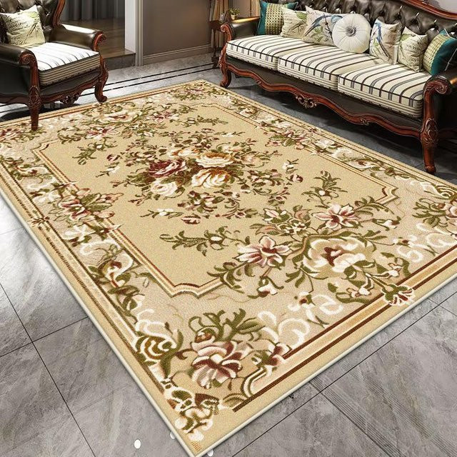 Retro Teppich in Beige mit floralem Design, rutschfest und waschbar, B/T: 100 x 200 cm - Bild 1