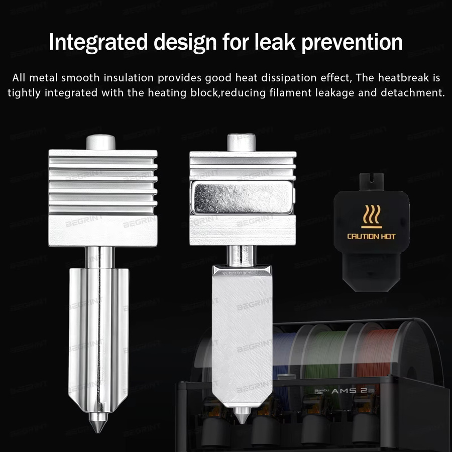 X2D P2S All-in-One Hotend-Kit für Bambu Lab H2C H2S H2D mit gehärteter Stahldüse in den Größen 0.2 mm, 0.4 mm, 0.6 mm und 0.8 mm, Farbe: Silber - Bild 2