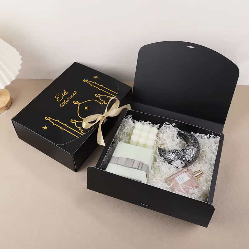 10 Stück Eid Mubarak Geschenkboxen für Ramadan Kareem, Dekoration für islamische Partys, Papierboxen für Süßigkeiten und Kekse in Schwarz und Weiß - Bild 3