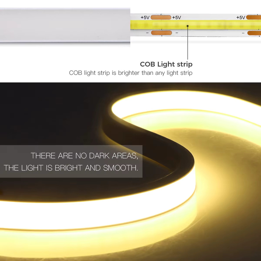 MALITAI Dimmbarer USB 5V COB LED-Streifen in Silikonröhre, Wasserdichtes Neonband zur Hintergrundbeleuchtung für Küche und Zimmer - Bild 5