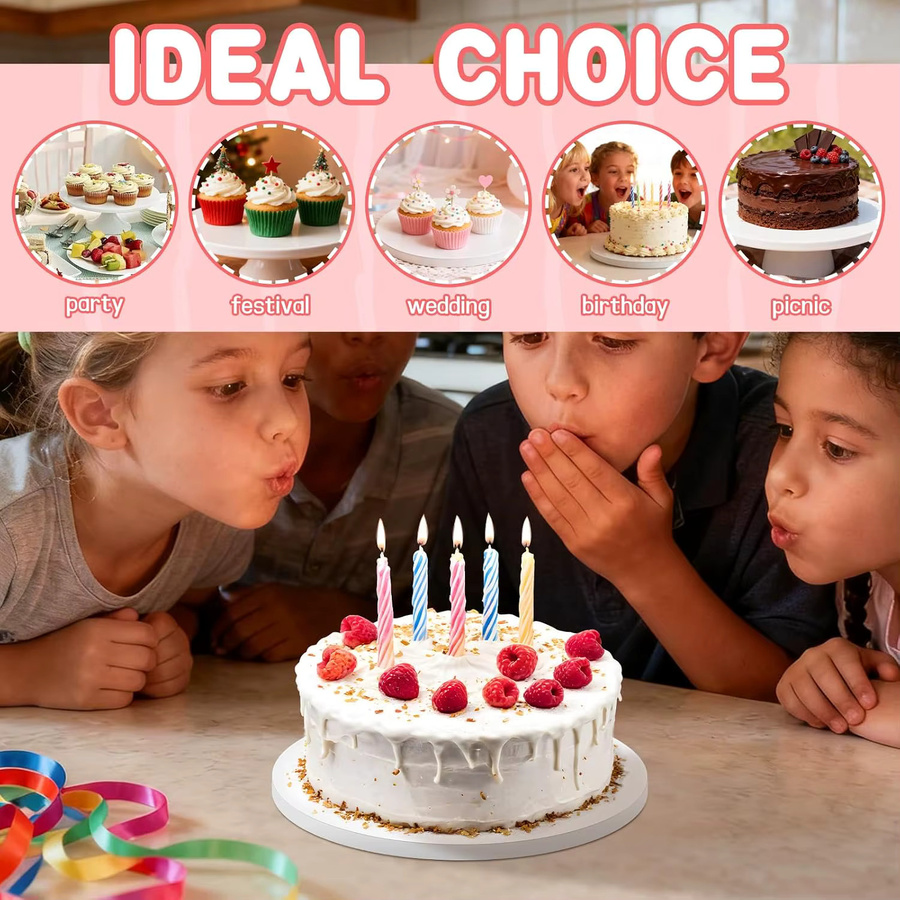 10 Stück weiße Kuchenplatten aus weißem Karton, 10 Zoll stabile Wellpappe-Kreise als lebensmittelechte Teller für Babyparty, Hochzeit und Geburtstag - Bild 2