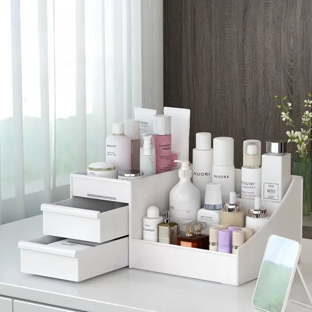 Tongyue Make-up Organizer Box aus Kunststoff in Weiß mit Schubladen zur Kosmetik-Aufbewahrung - Bild 1