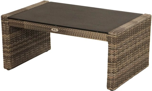 OUTFLEXX Rabida Couchtisch aus Polyrattan mit Glasplatte in Steinoptik, champagner-meliert, B/T/H: 97 x 60 x 44 cm - Bild 1