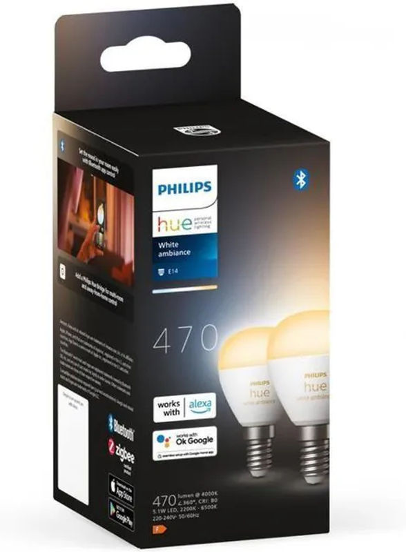 Philips Hue White Ambiance LED-Leuchtmittel E14 Tropfenform 2er-Pack - Bild 3