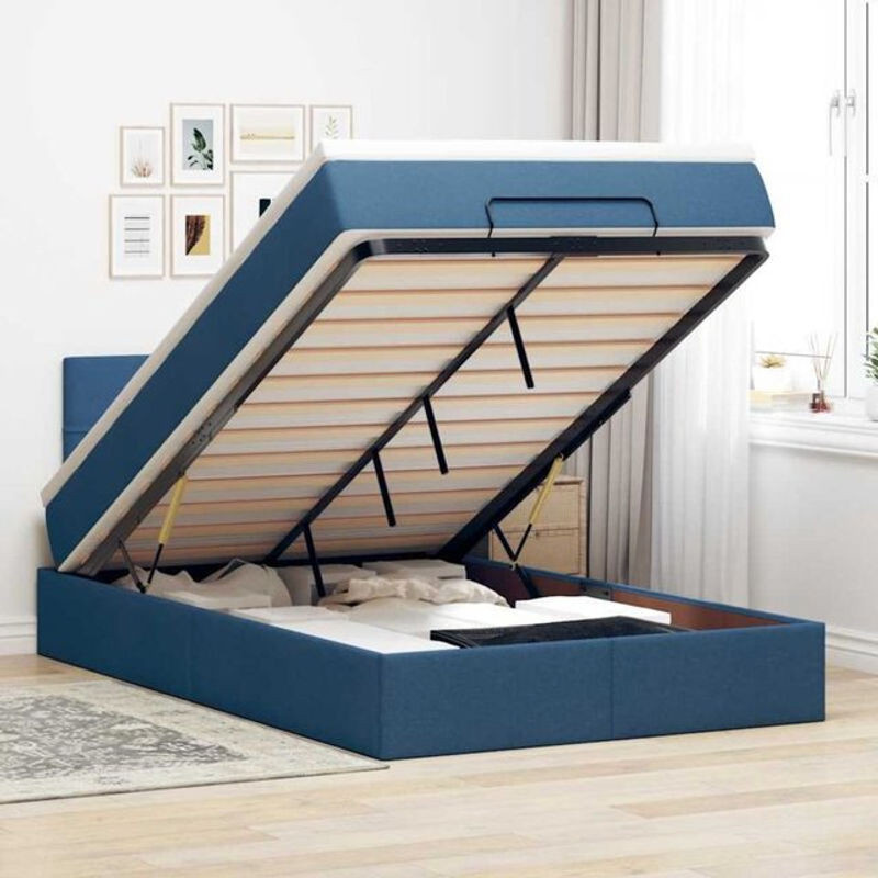 vidaxl Polsterbett Ottomane mit Matratze und LED-Beleuchtung in Blau, B/T/H: 120 x 190 cm - Bild 1