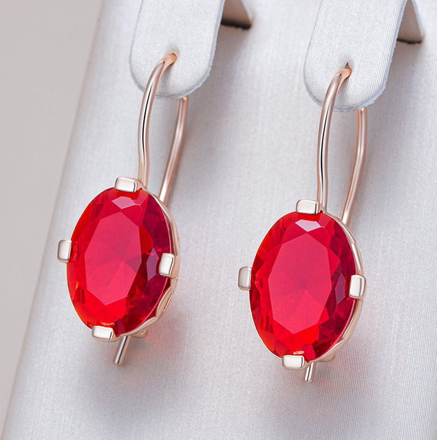 YoYo Ohrringe, Kupfer, Gold, Zirkonia, Rot, Damen, Vintage - Bild 1