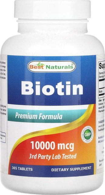 Best Naturals Biotin, 10.000 mcg, 365 Tabletten - Bild 1