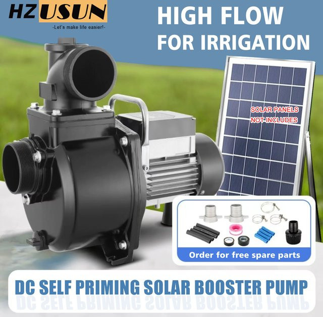 HZUSUN Solarbetriebene DC-Boosterpumpe für Bewässerungssysteme mit 3-Zoll-Rohr und Hochvolumen-Flachbrunnen-Druck - Bild 1