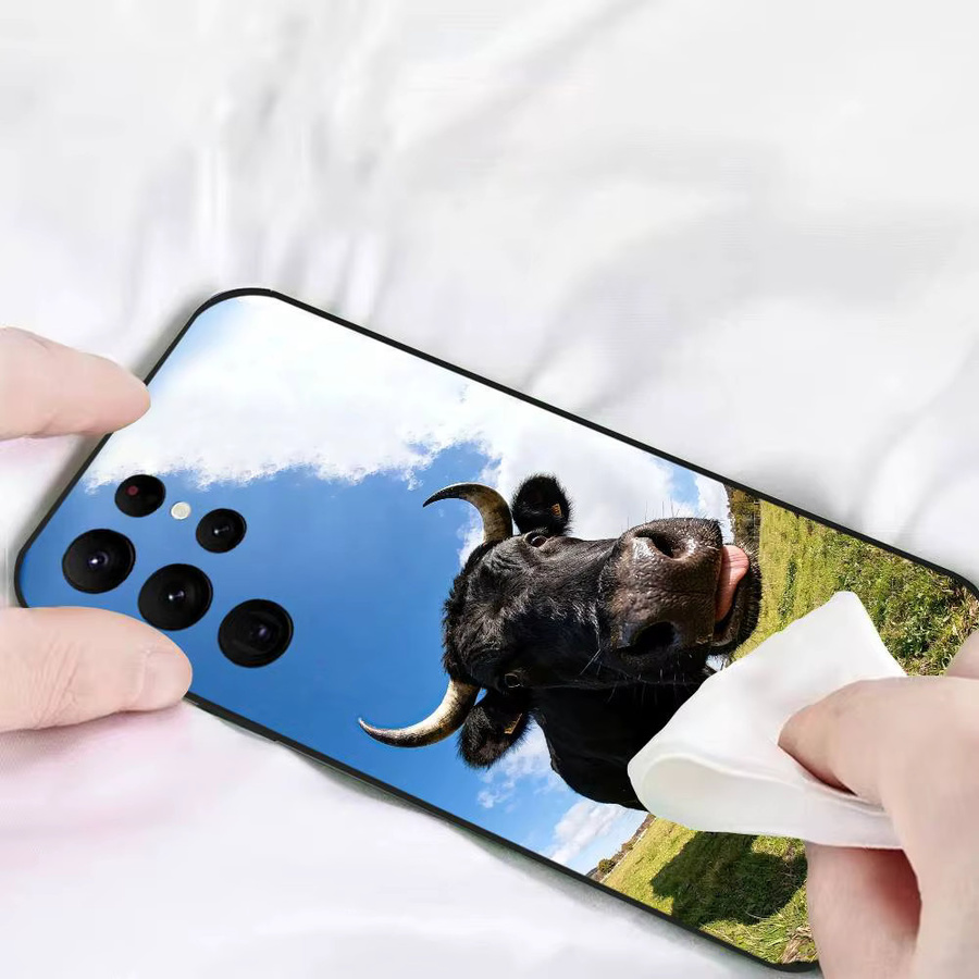 Handyhülle mit Alpakas, Rinder und Pferden für Samsung Galaxy S21 S22 S23 S24 S25 FE Plus in Schwarz und Multicolour - Bild 4