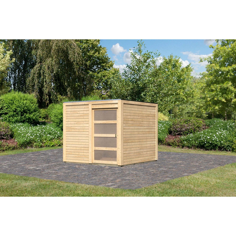 Karibu Holz-Gartenhaus Cuadrado in Natur mit Flachdach und modernem Design, B/T: 242 x 242 cm - Bild 2