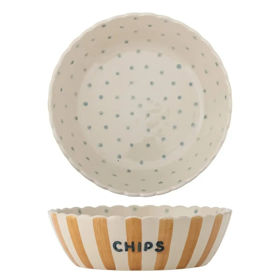 Bloomingville Keramikschale für Chips in Gelb und Blau, Durchmesser: 24 cm - Bild 1