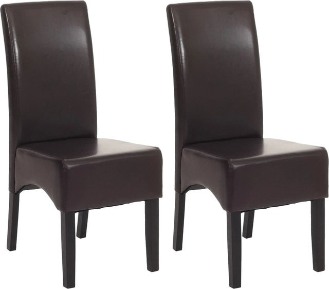 CHEFGASTRO Esszimmerstuhl 2er-Set in Braun aus Kunstleder mit Buchenholzbeinen, B/T/H: 43 x 56 x 90 cm, Sitzhöhe: 45 cm - Bild 1