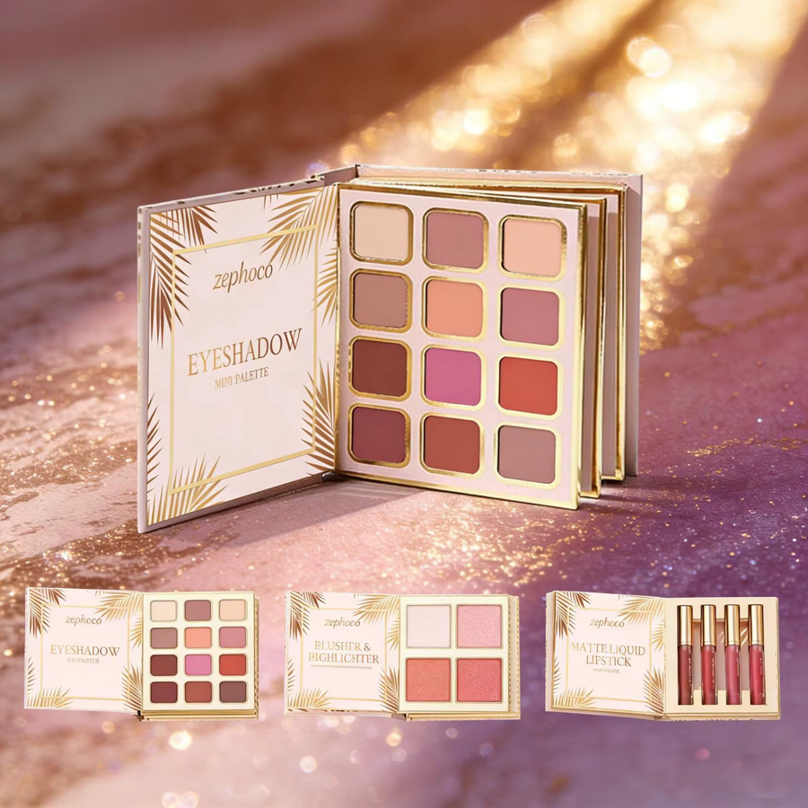 zephoco Make-up-Palette, Lidschatten, Lippenstift, Puder Rouge, Unisex - Bild 2
