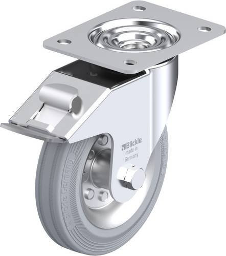 Blickle Lenkrolle 404103 LE-VE 160R-FI-SG mit Feststeller, Farbe: Silber/Grau, Rad-Durchmesser: 160 mm, Tragfähigkeit: 135 kg - Bild 1