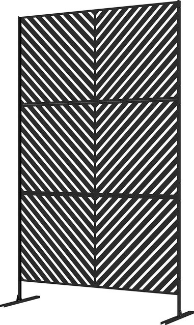 Outsunny Gartensichtschutz aus Stahl mit Dreieckmuster als Raumteiler für Balkon und Terrasse, Schwarz, B/H: 122 x 198 cm - Bild 1