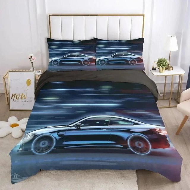 3D-Druck Bettwäsche-Set mit Autos und Fahrzeugen für Kinder, bestehend aus Bettbezug und Kissenbezügen, B/H: 200 x 200 cm - Bild 1