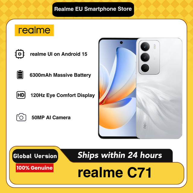 realme C71 Smartphone in Weiß mit 256 GB Speicher, 6,67 Zoll 120Hz Display, 50MP KI-Kamera und 6000mAh Akku - Bild 1