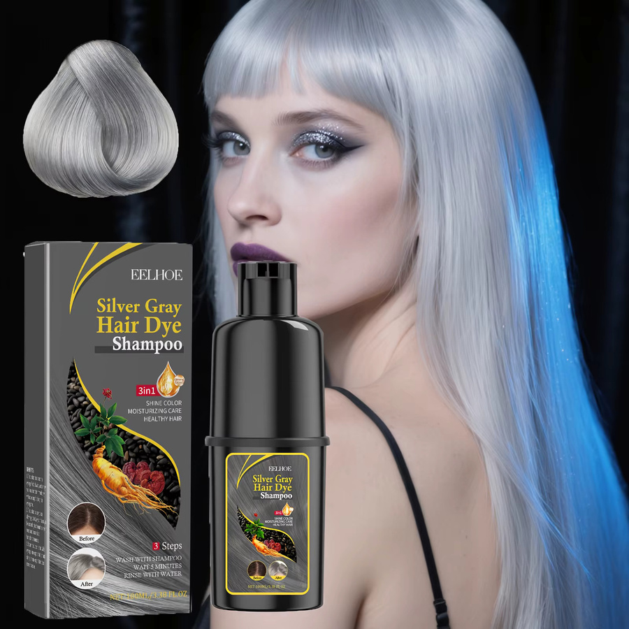 eelhoe Haarfärbe-Shampoo, Silbergrau, Lockiges Haar, Unisex - Bild 2