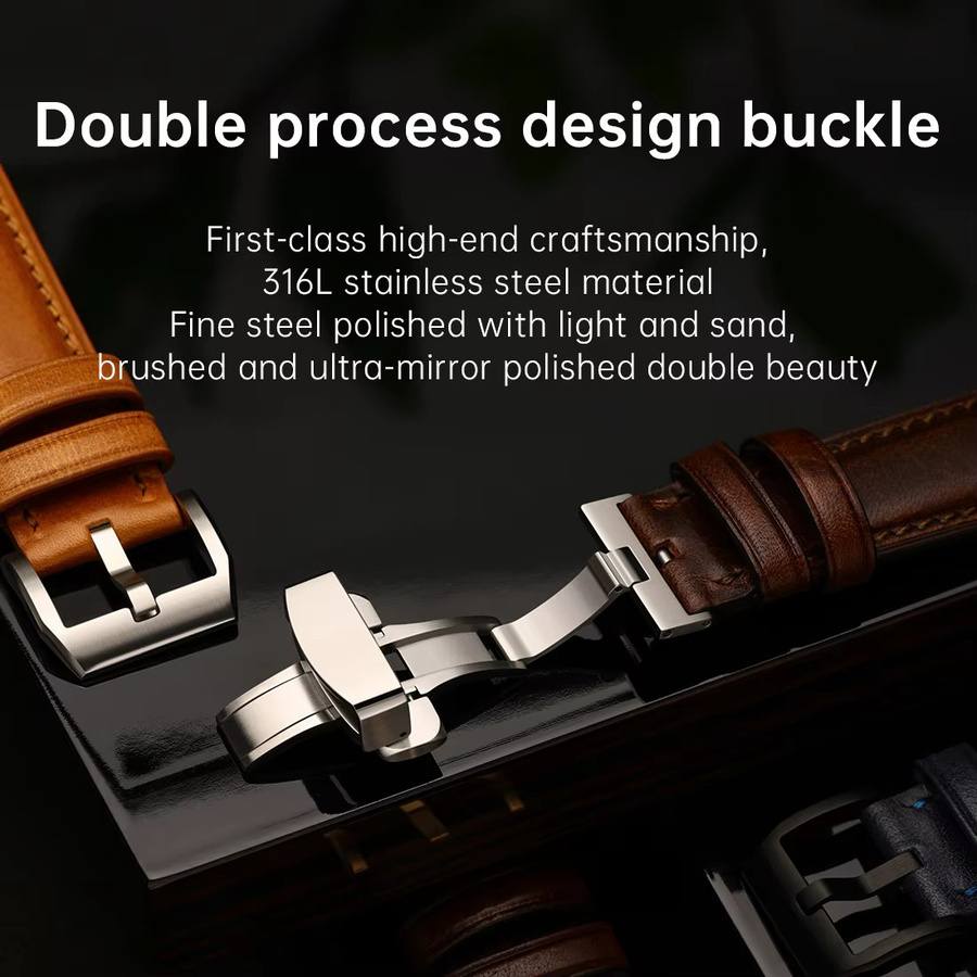 MAIKES Uhrenarmband, Leder, Edelstahl, Unisex - Bild 2