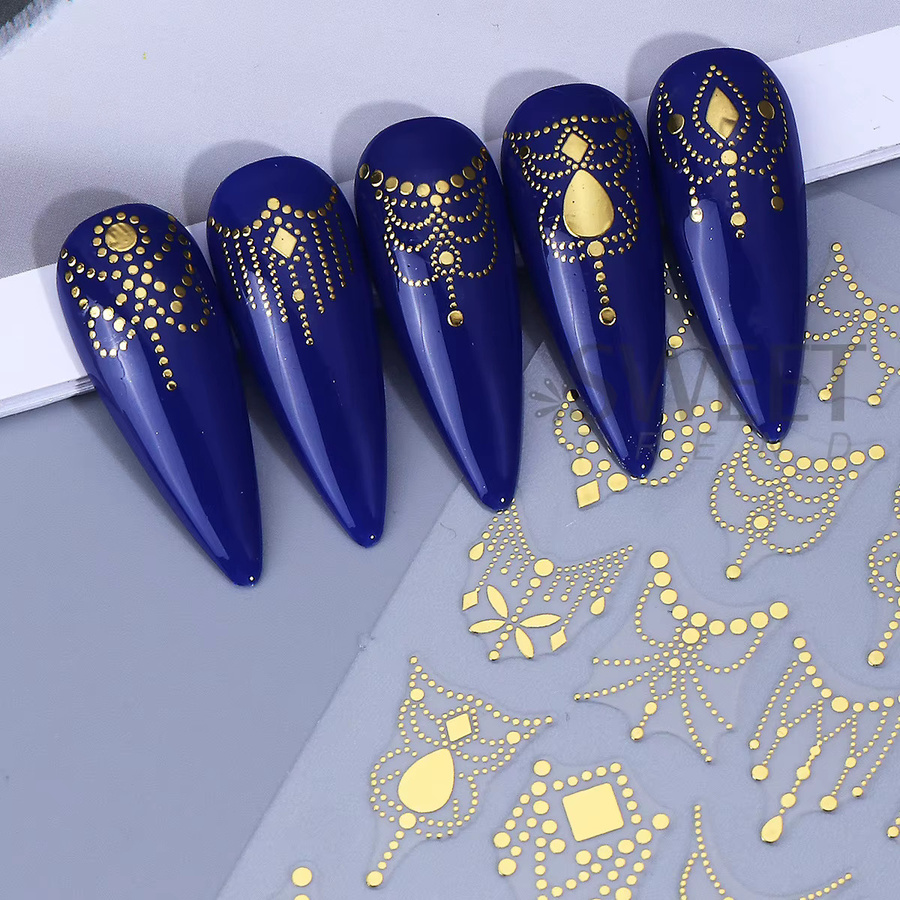 SWEET TREND Nagelaufkleber Perlen Spitzen Mandala Silber Gold - Bild 3