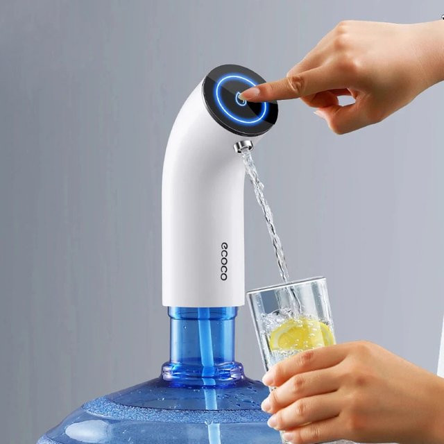 Ecoco Elektrische Wasserpumpe für 19 Liter Wasserspender, USB wiederaufladbar, Weiß - Bild 1