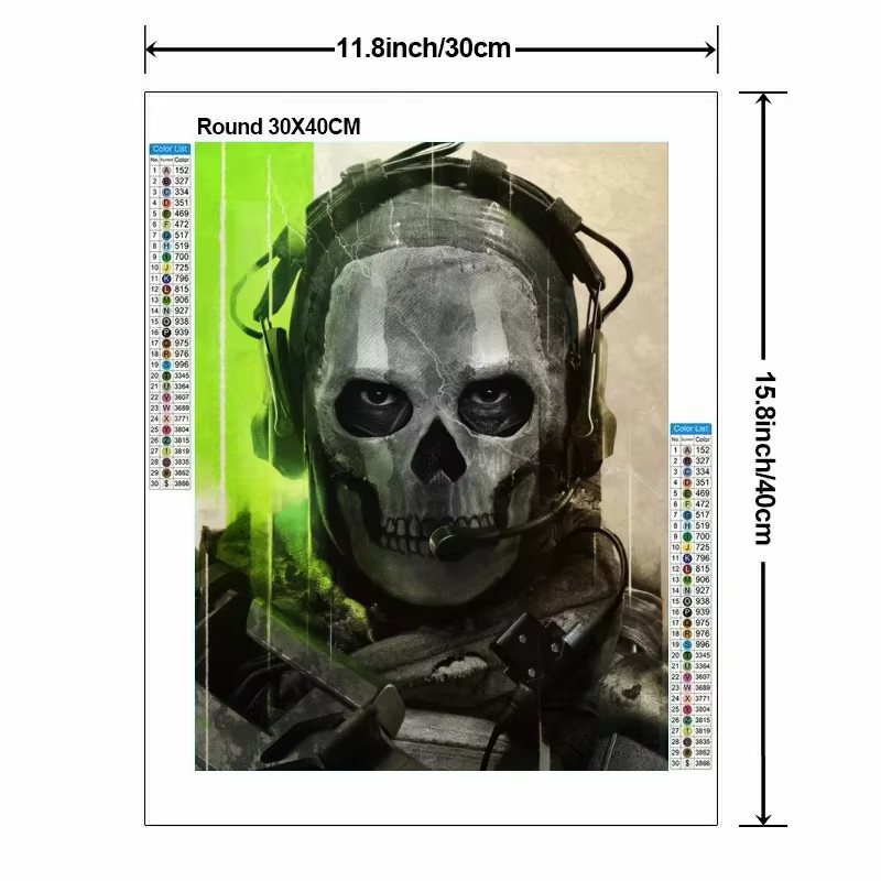Potdemiel Call of Duty Diamant Malerei Kit Simon Riley Motiv für Erwachsene in Multicolour B: 30,0 cm, H: 20,0 cm - Bild 2